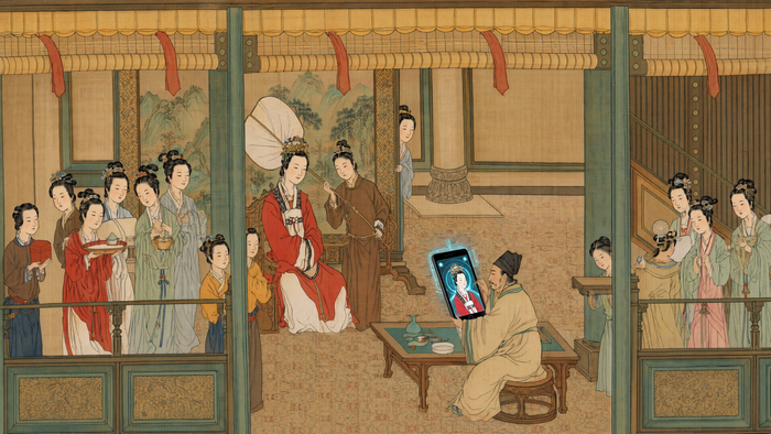 《汉宫春晓图》×AI大模型 图片由AI生成