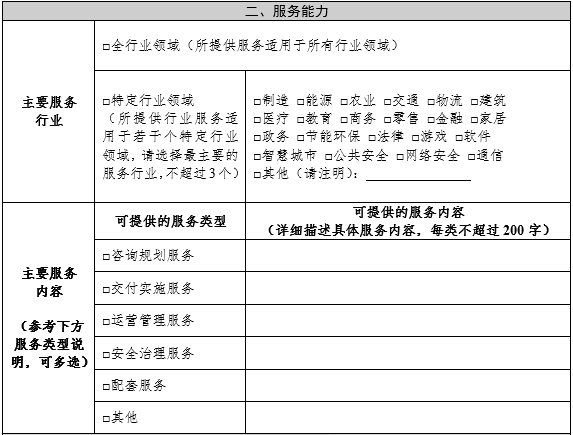 工信部下发人工智能应用服务商档案（模板）